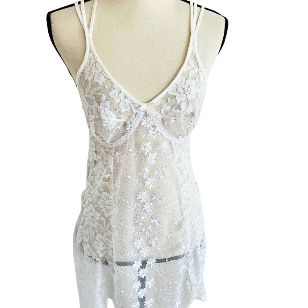Vintage Lace  Sheer Babydoll Nightie Lingerie